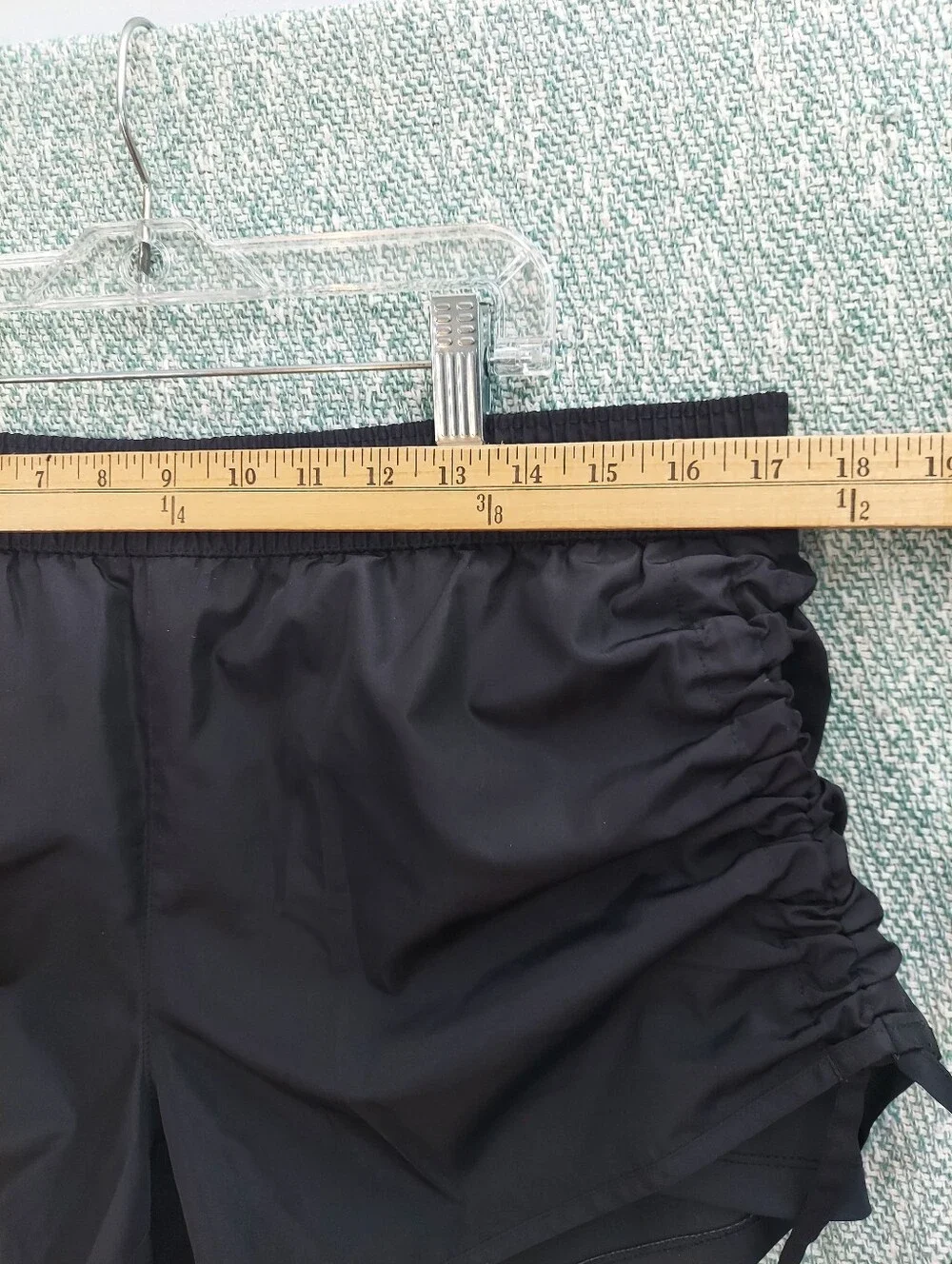 ​L-RL Ralph Lauren Ruched Athletic Shorts Compression Liner Black Large